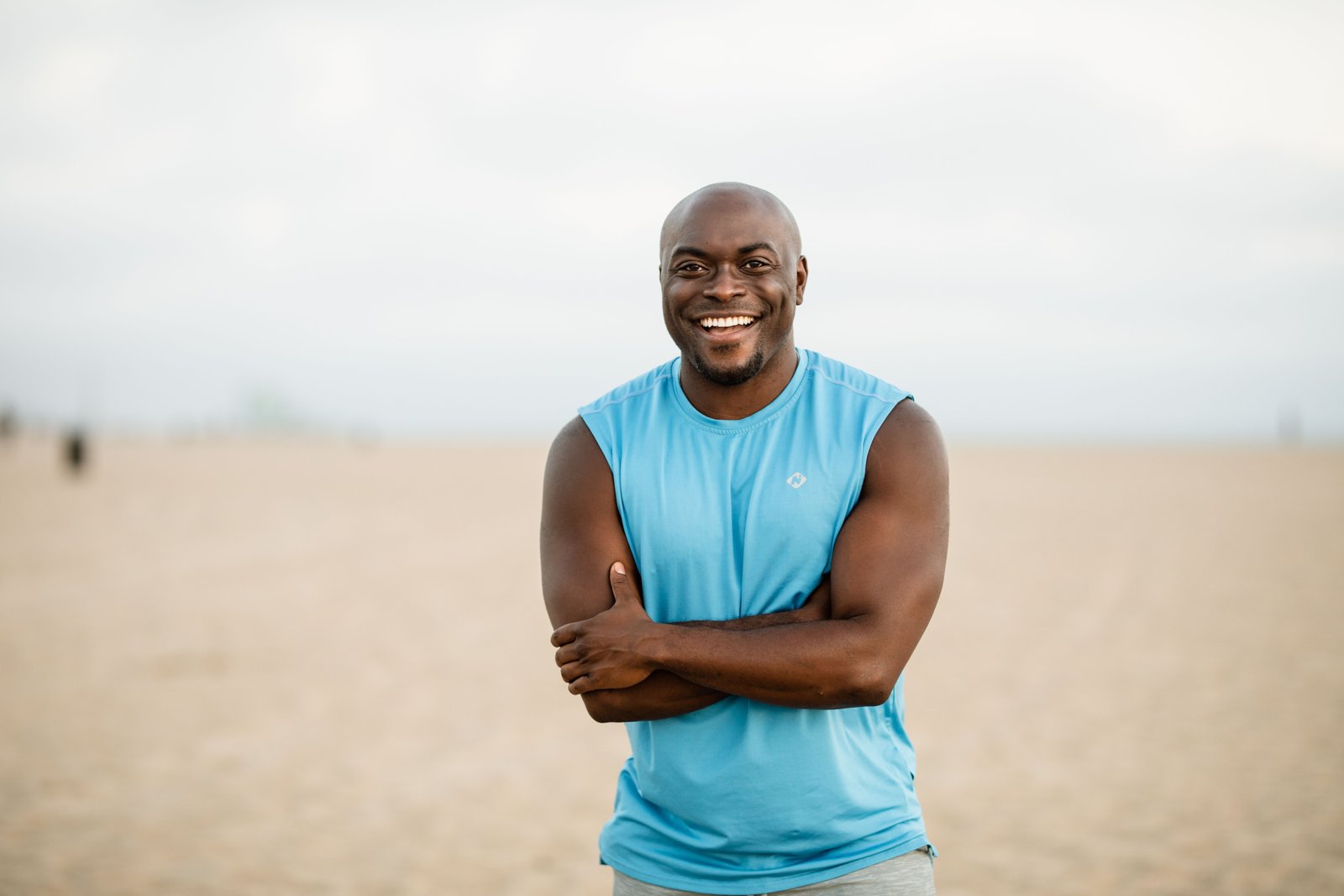 A man exercising outdoors